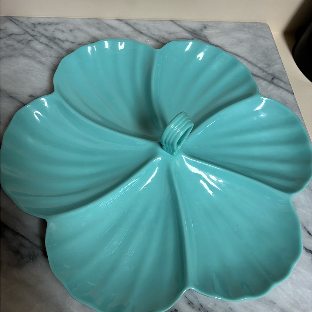 Tommy Bahama Turquoise Flower Sectioned Serving Platter